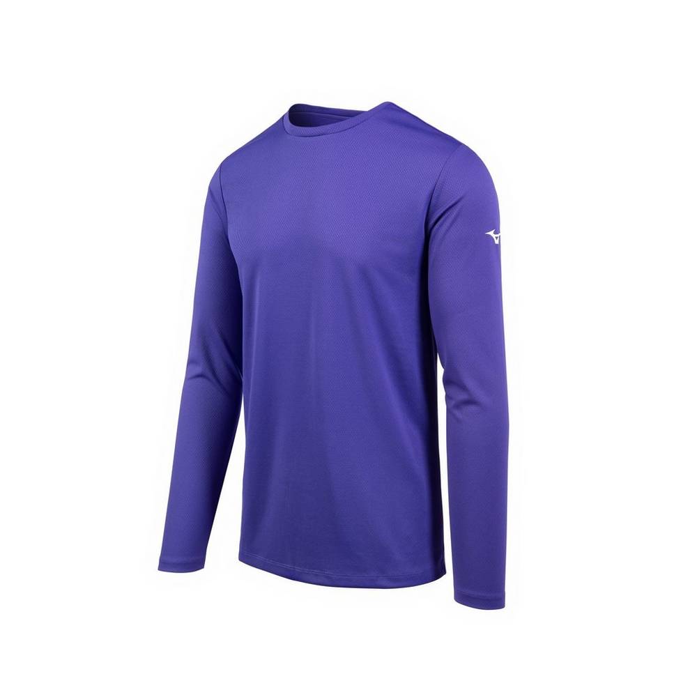 Camiseta Mizuno Long Sleeve - Homem - Roxo - XJWEZ9873